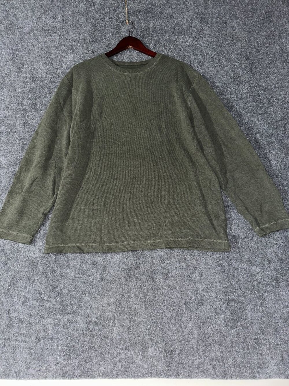 Banana Republic Sweater Mens XL Green Cotton Crew Neck Pullover Split Hem